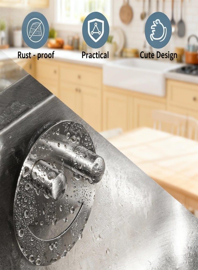 Yoshiky Stainless Steel Smiley Face Dish Sponge Holder, Silver Sink Caddy Organizer Storage with Suction Cup for Kitchen, Kitchen Sink Accessories Decor Scrubber Holder with Gift Box - Image 4